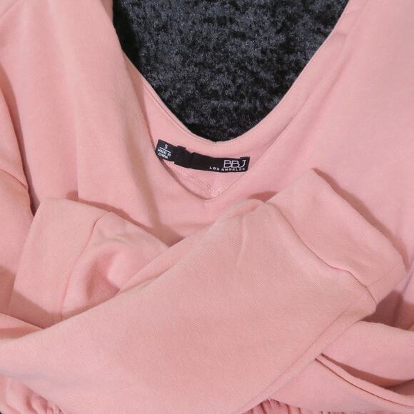 Long Sleeve Crop Top V neck athleisure activewear look SOFT Sz S BBJ Los Angeles - Picture 3 of 14